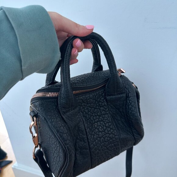 Alexander Wang Mini Rockie Top Handle Shoulder Bag Pebbled Leather Studded Botto - Picture 3 of 15